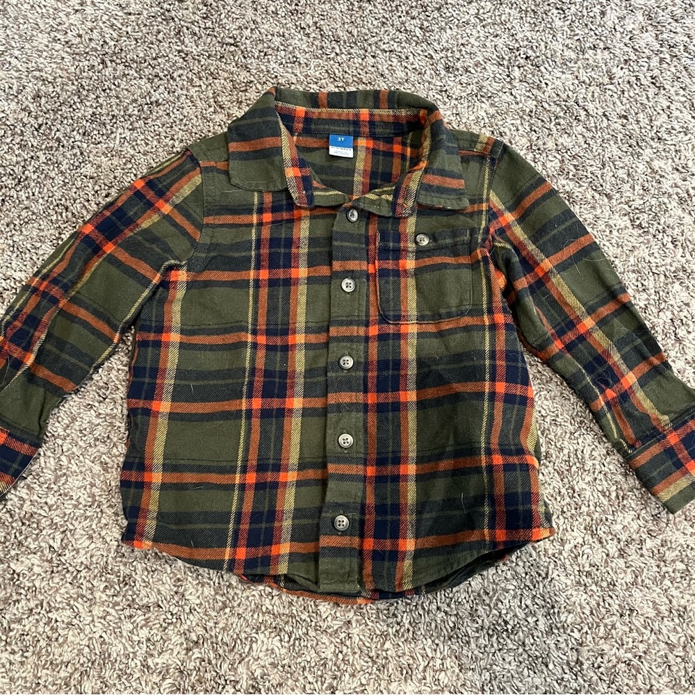 Old Navy Green and Orange Button Down Shirt